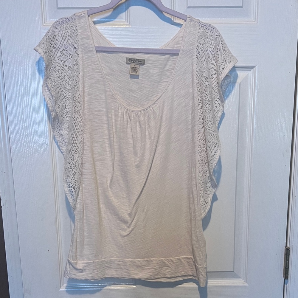 Lucky Brand Cream Lace Sleeve Blouse